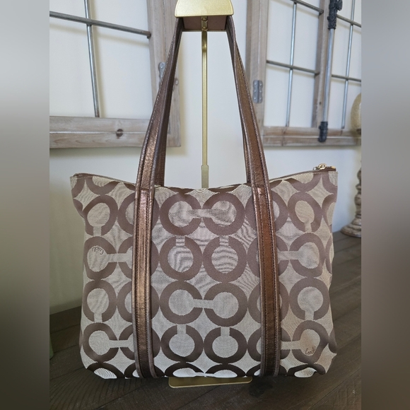 Coach Y2K Poppy Op Art Glam Tote In Metallic Bronze - Picture 9 of 16